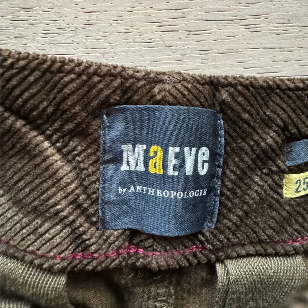 Maeve Anthropologie Colette Corduroy Wide Leg Crop Pants Olive Green 25P - Picture 7 of 9